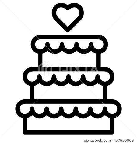 這是婚禮蛋糕圖標的插圖。 97690002
