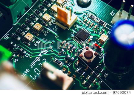 Electronic circuit board close-up. Abstract background.. Electronic circuit board close-up. Abstract background.. 97690074