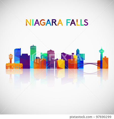 Niagara Falls skyline silhouette in colorful geometric style 97690299