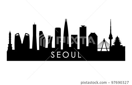 Seoul skyline silhouette. 97690327