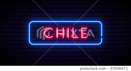 Chile neon sign. Bright light signboard.  97690471