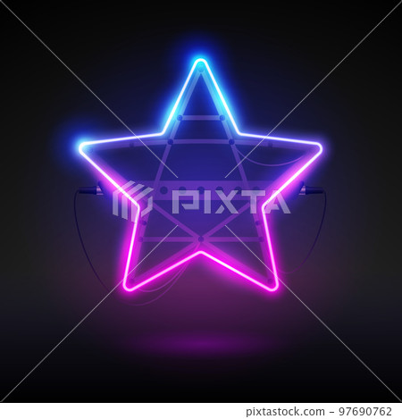 Glowing Neon Star Frame - Stock Illustration [97690762] - PIXTA