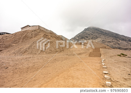 Huaca de la Luna archaeological site in Peru near Trujillo 97690803