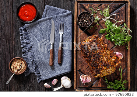Standing Juicy Pork Rib Roast, top view 97690928