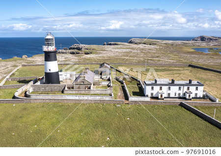 Aerial view of the Lighthouse on Tory Island, County Donegal, Republic of Ireland 97691016