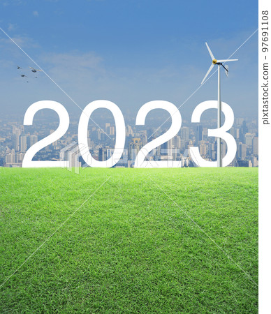 Happy new year 2023 ecological cover concept 97691108
