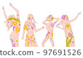 Vector girls in brush and lines style . Editable illustration 97691526