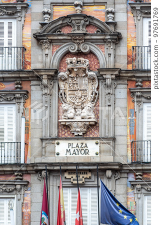Plaza Mayor old square in central Madrid Spain 97691769