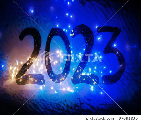 New year background of misted glass. 2023 numbers New year background of misted glass. 2023 numbers 97691839