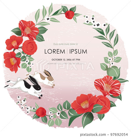 rabbit, camellia, vector 97692054