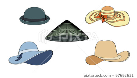 Collection of Different Men's Hats Isolated on - Stock