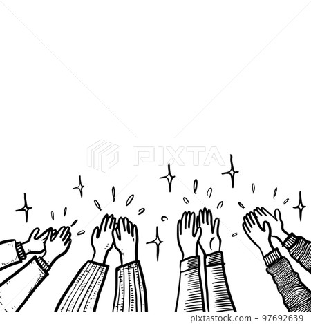 Applause hand draw, doodle clapping ovation. thumbs up gesture isolated on white background , vector illustration. Applause hand draw, doodle clapping ovation. thumbs up gesture isolated on white background , vector illustration. 97692639
