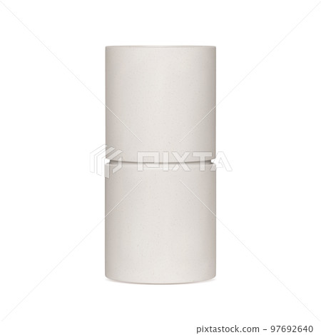 White paper tube package mockup on white background White paper tube package mockup on white background 97692640