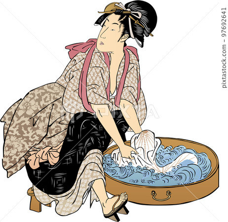 Ukiyo-e Woman doing laundry Part 6 97692641