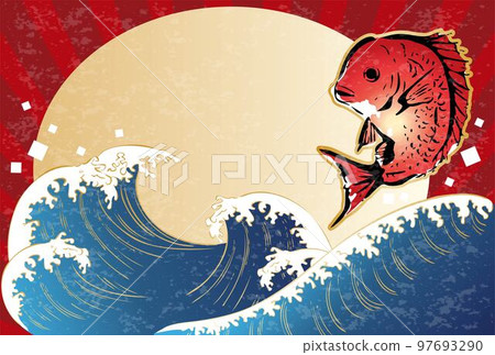 水墨畫鯛魚海框架背景圖素材 水墨畫鯛魚海框架背景圖素材 97693290