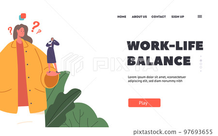 Work Life Balance Landing Page Template. Doubtful Female Character Thinking of Career. Difficult Decision Concept Work Life Balance Landing Page Template. Doubtful Female Character Thinking of Career. Difficult Decision Concept 97693655