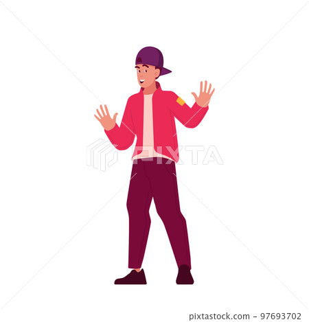 Negative Emotions, Communication, Body Language, Bad Feelings Expression Concept. Teen Male Character Showing Refusal 97693702
