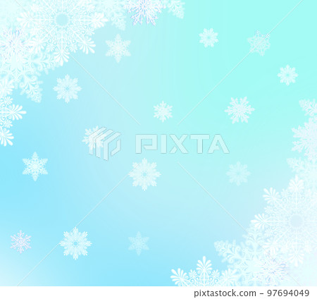 Winter Snowflakes Frame Illustration On Light Blue Background Winter Snowflakes Frame Illustration On Light Blue Background 97694049