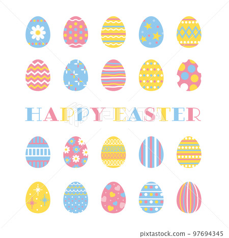 Illustration of Easter eggs in pastel colors Illustration of Easter eggs in pastel colors 97694345
