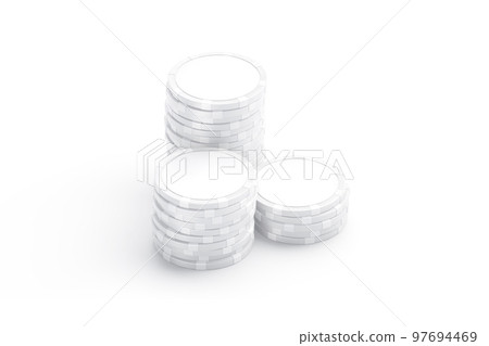 Blank white plastic round chip mockup stack, side view 97694469