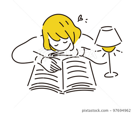 A woman reading a book while lying on her stomach A woman reading a book while lying on her stomach 97694962