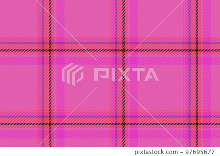 Plaid background, check seamless pattern in pink. Vector fabric texture for textile print, wrapping paper, gift card or wallpaper. 97695677
