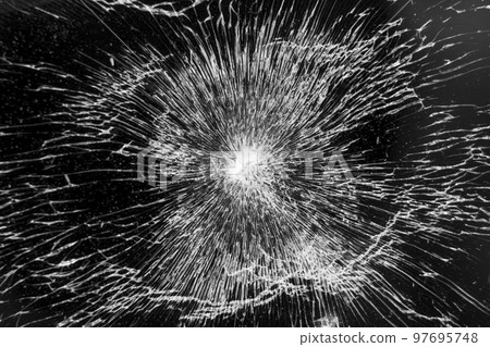 Black broken cracked mobile phone touchscreen. Macro Black broken cracked mobile phone touchscreen. Macro 97695748
