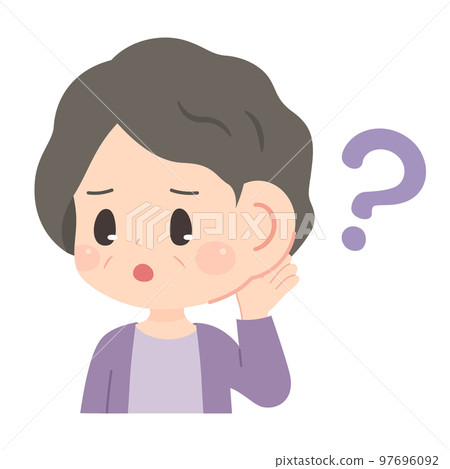 Hearing loss_illustration of deaf grandma Hearing loss_illustration of deaf grandma 97696092
