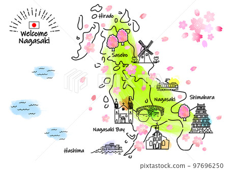 長崎縣春季旅遊景點簡筆劃插圖圖 長崎縣春季旅遊景點簡筆劃插圖圖 97696250