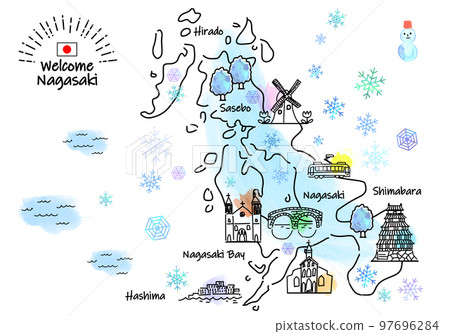 冬季長崎縣觀光景點簡筆劃插圖圖 冬季長崎縣觀光景點簡筆劃插圖圖 97696284