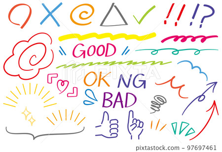Marubatsu handwritten emphasizing decoration colorful Marubatsu handwritten emphasizing decoration colorful 97697461