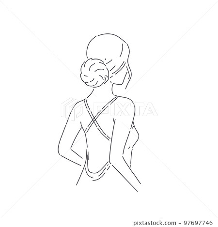 Set of art simple design line girls portraits. Set of art simple design line girls portraits. 97697746