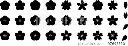 Plum and cherry silhouette icon set 97698530
