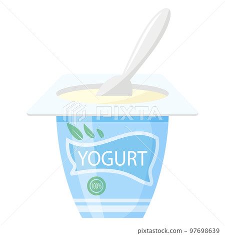 Vector fresh yogurt container and plastic spoon isolated on white background Vector fresh yogurt container and plastic spoon isolated on white background 97698639