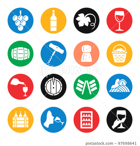 Wine vector icon set. Trendy coloured modern icons. Wine vector icon set. Trendy coloured modern icons. 97698641