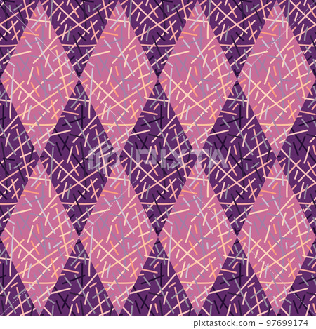 Random lines mosaic seamless pattern. Hand drawn tribal geometric tile. Vintage ethnic line ornament. Random lines mosaic seamless pattern. Hand drawn tribal geometric tile. Vintage ethnic line ornament. 97699174