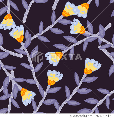 Decorative floral wallpaper. Folk flower seamless pattern in naive art style. Decorative floral wallpaper. Folk flower seamless pattern in naive art style. 97699312