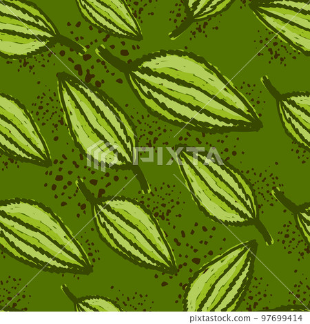 Freehand tropical palm leaves seamless pattern. Hand drawn exotic botanical texture. Sketch jungle leaf seamless wallpaper. 97699414