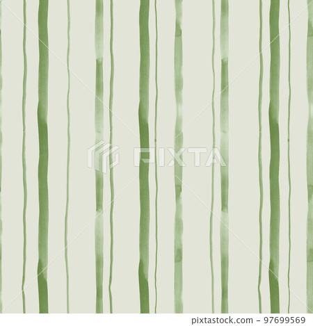 Watercolor green stripe seamless pattern. Hand drawn abstract texture. 97699569