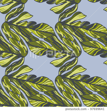Creative tropical leaves seamless pattern in sketch style. Palm leaf endless floral background. Creative tropical leaves seamless pattern in sketch style. Palm leaf endless floral background. 97699641