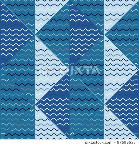 Hand drawn wavy seamless pattern. Abstract zig zag lines mosaic ornament 97699655