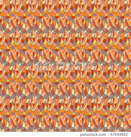 Decorative linear kaleidoscope mosaic ornament. Abstract shapes seamless pattern. Decorative linear kaleidoscope mosaic ornament. Abstract shapes seamless pattern. 97699682