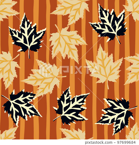 Abstract oak leaves seamless pattern. Maple foliage backdrop. 97699684
