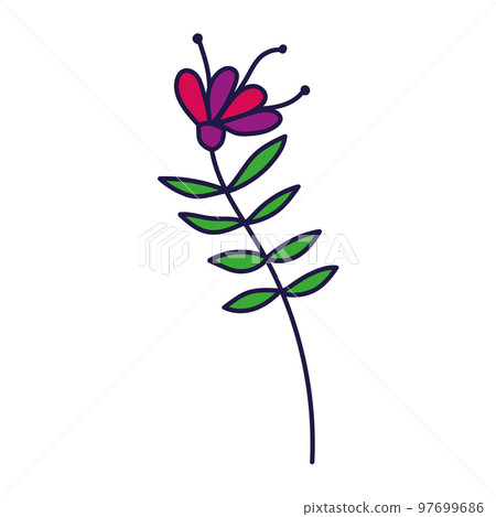 Hand drawn cute flower. Stylized flower in doodle style. Freehand botanical print. Floral element isolated. Hand drawn cute flower. Stylized flower in doodle style. Freehand botanical print. Floral element isolated. 97699686