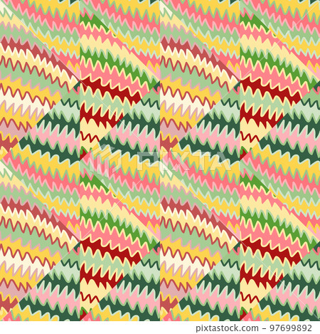 Abstract zig zag striped seamless pattern. Hand drawn sketch lines endless wallpaper. Decorative wave ethnic background. 97699892