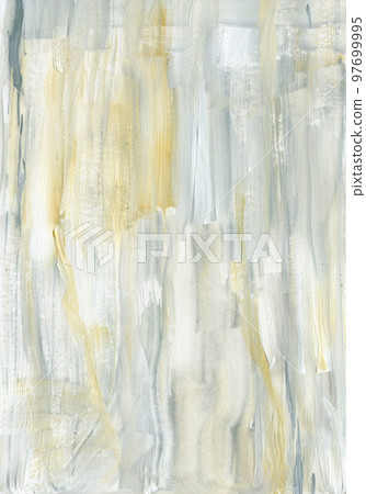Gouache texture with yellow, gray, black and blue points. Hand painted beautiful illustration with stains. For design, print, fabric or background. 97699995