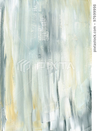 Gouache texture with yellow, gray and blue points. Hand painted beautiful illustration with stains. For design, print, fabric or background. 97699998