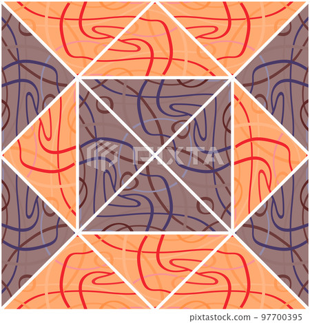 Arabic style mosaic seamless pattern. Decorative abstract lines ornament. 97700395