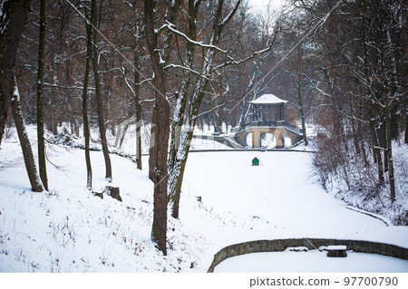 Chinese bridge and lake in Oleksandria Park, Ukraine Chinese bridge and lake in Oleksandria Park, Ukraine 97700790
