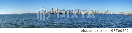 View of skyscraper buildings across the sea at Coronado, San Diego, California View of skyscraper buildings across the sea at Coronado, San Diego, California 97700852